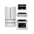 ZLINE Kitchen Package Refrigerator, Rangetop, Wall Oven, Microwave 4KPR-RT30-MWAWS