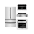 ZLINE Kitchen Package Refrigerator, Rangetop, Wall Oven, Microwave 4KPR-RT36-MWAWS