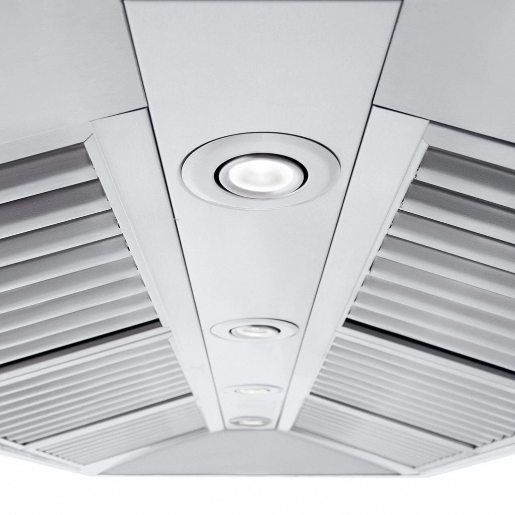 ZLINE Professional Convertible Vent Wall Mount Range Hood in Stainless Steel with Crown Molding 667CRN-48