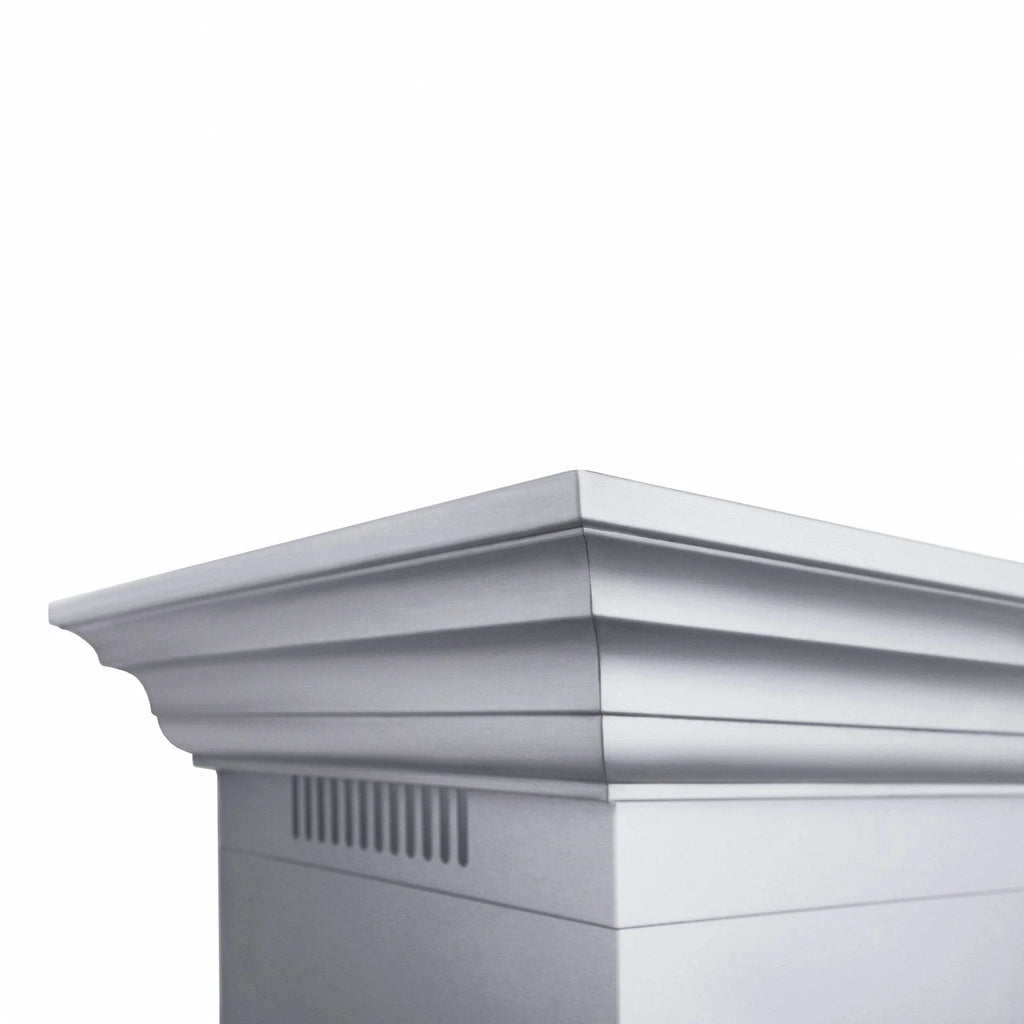 ZLINE Professional Convertible Vent Wall Mount Range Hood in Stainless Steel with Crown Molding 667CRN-48