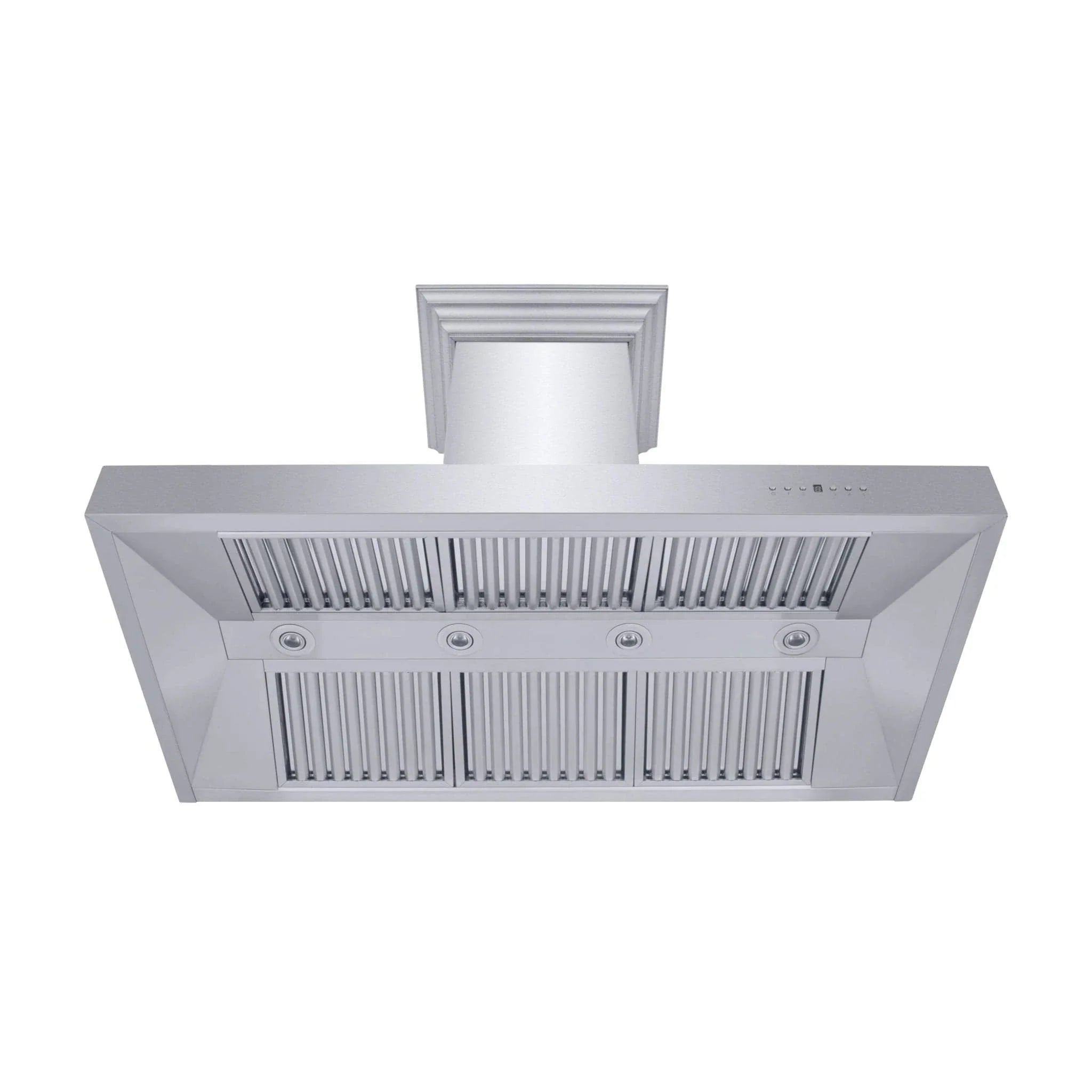ZLINE Professional Convertible Vent Wall Mount Range Hood in Stainless Steel with Crown Molding 667CRN-48