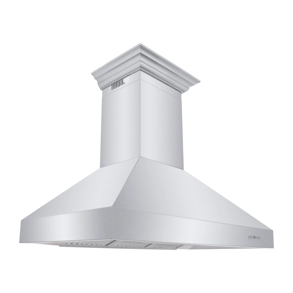 ZLINE Professional Convertible Vent Wall Mount Range Hood in Stainless Steel with Crown Molding 667CRN-48