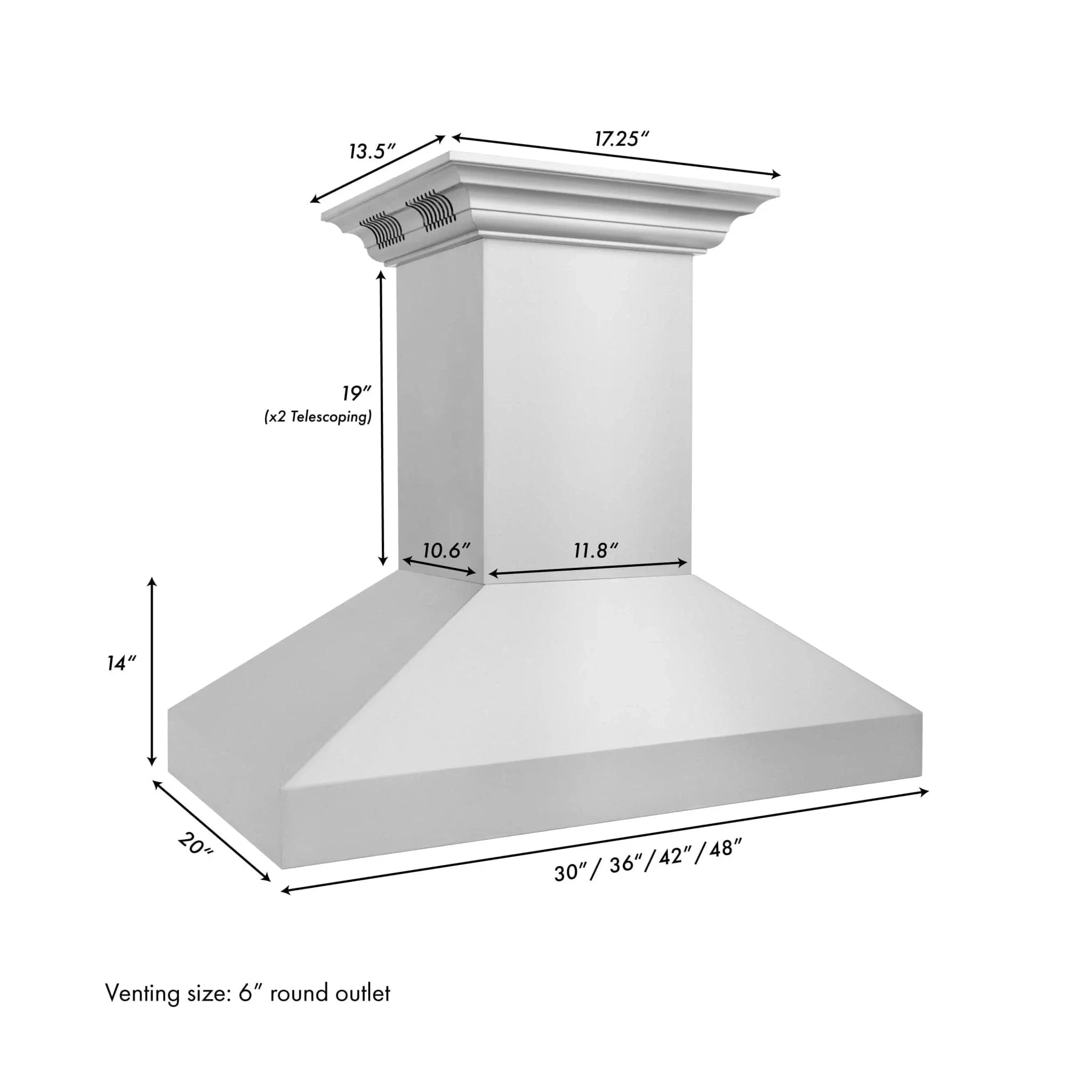 ZLINE Professional Island Mount Range Hood in Stainless Steel with Built-in CrownSound® Bluetooth Speakers 597iCRN-BT-36