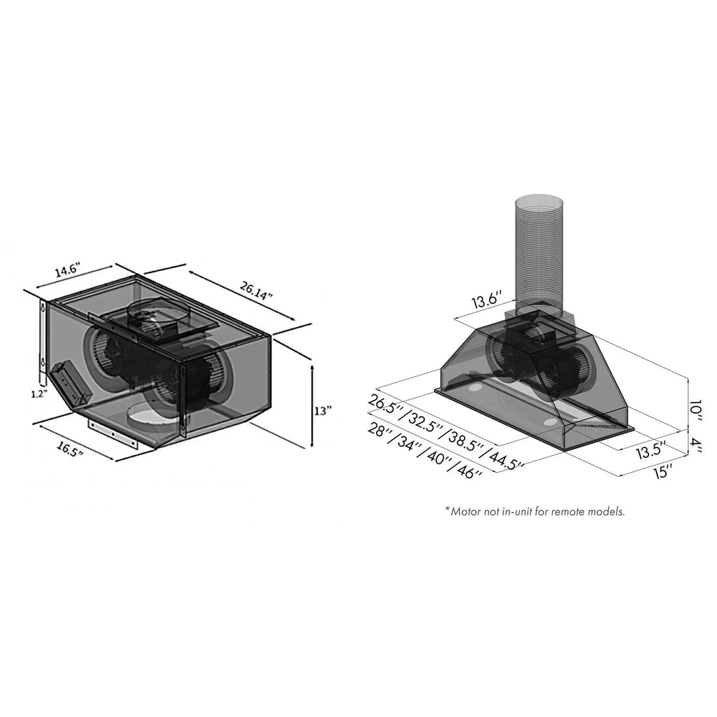 ZLINE Remote Blower Ducted Range Hood Insert in Stainless Steel 695-RD-34