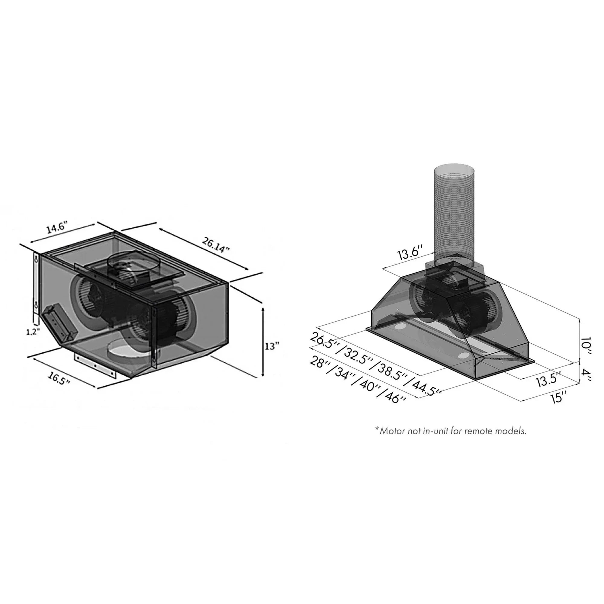 ZLINE Remote Blower Ducted Range Hood Insert in Stainless Steel 695-RD-34