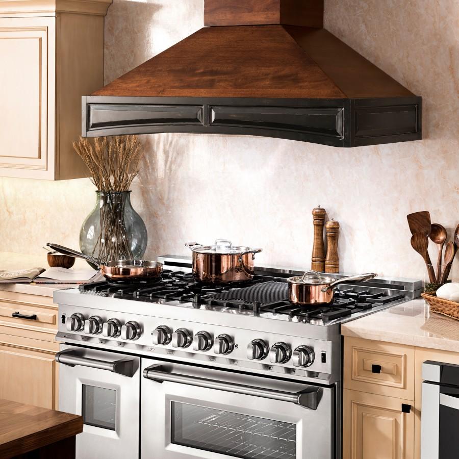 ZLINE 42"  Wooden Wall Mount Range Hood, Antigua and Walnut, 321AR-RD-42